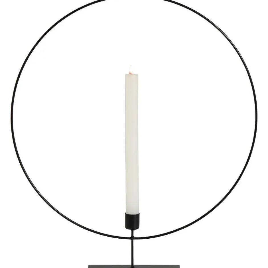 Kandelaar Ron - zwart - metaal - 45xØ40 cm