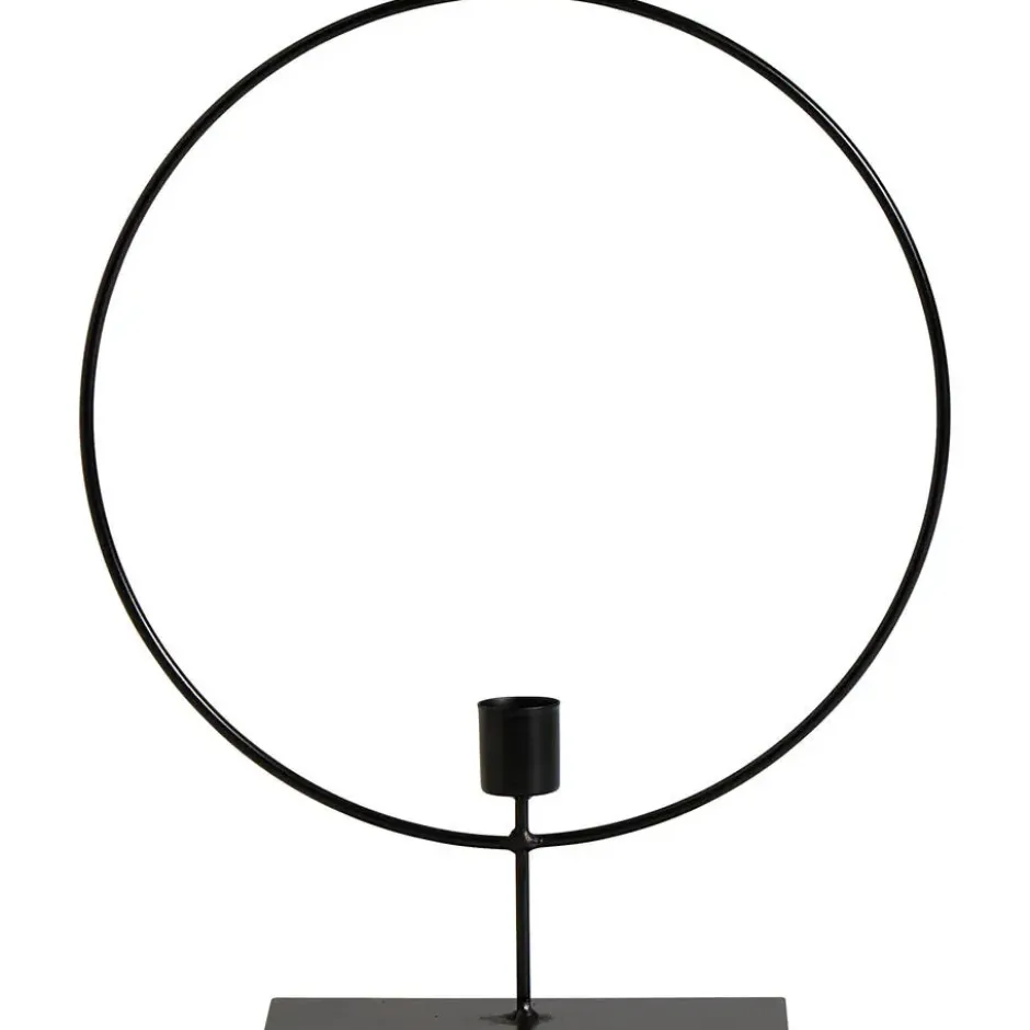Kandelaar Ron - zwart - metaal - 30xØ25 cm