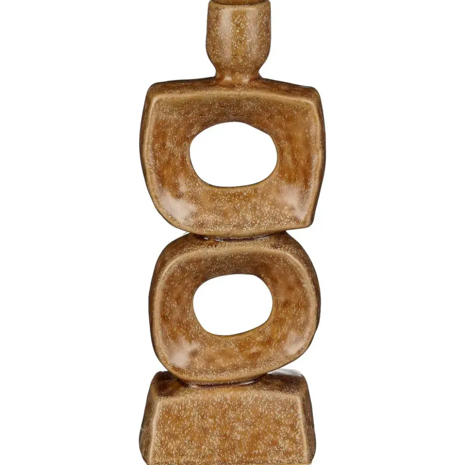 Kandelaar Stapel - bruin - keramiek - 25,5x10x6,5 cm