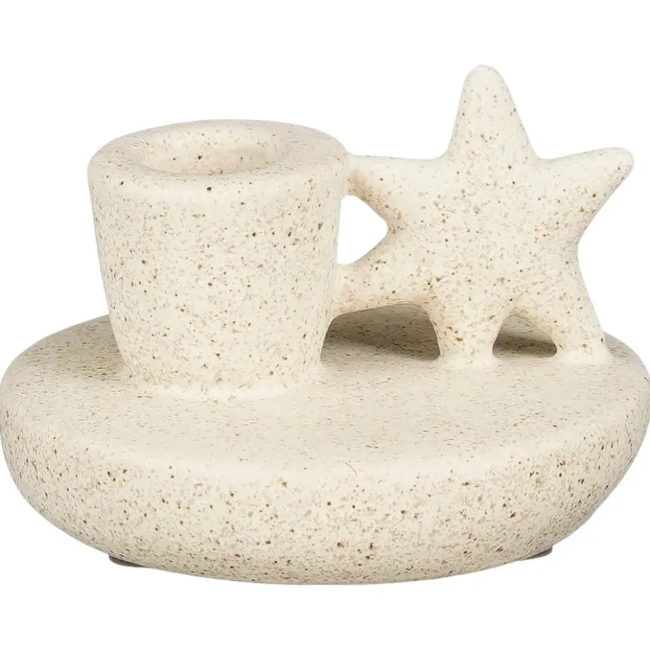 Kandelaar Ster wit keramiek - 5,6xØ10 cm