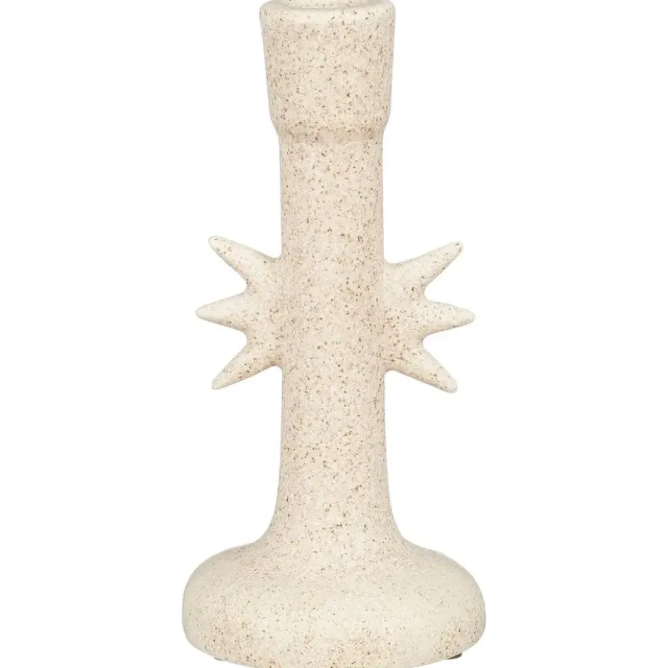 Kandelaar Ster - wit - keramiek - 19xØ9 cm