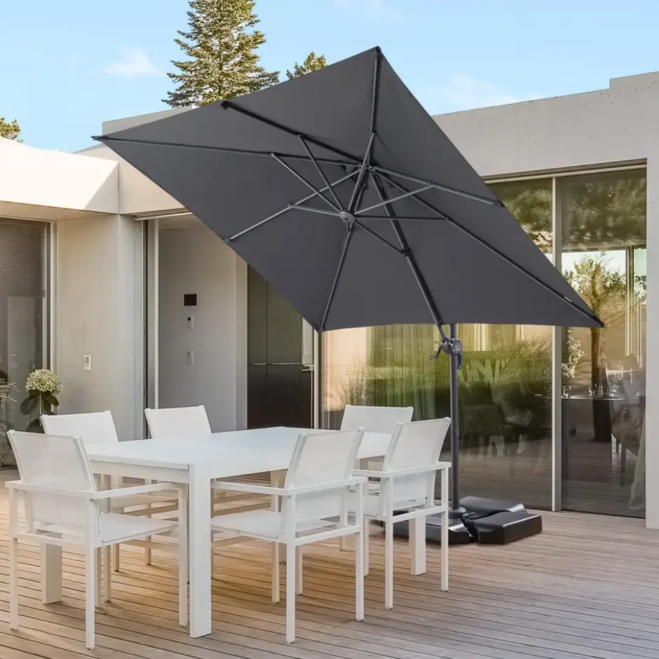 Kantelbare Zweefparasol 250x250 cm, Vierkant Zeil - Donker Grijs