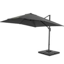Kantelbare Zweefparasol 250x250 cm, Vierkant Zeil - Donker Grijs
