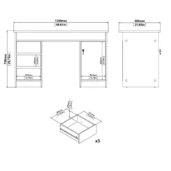Kantoorbureau Naturel - 126x55x76cm - Function Plus