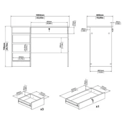 Kantoorbureau Naturel - 109x51x76cm - Function Plus