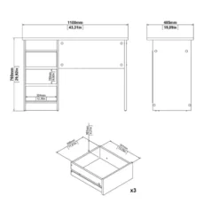Kantoorbureau Naturel - 110x49x76cm - Function Plus