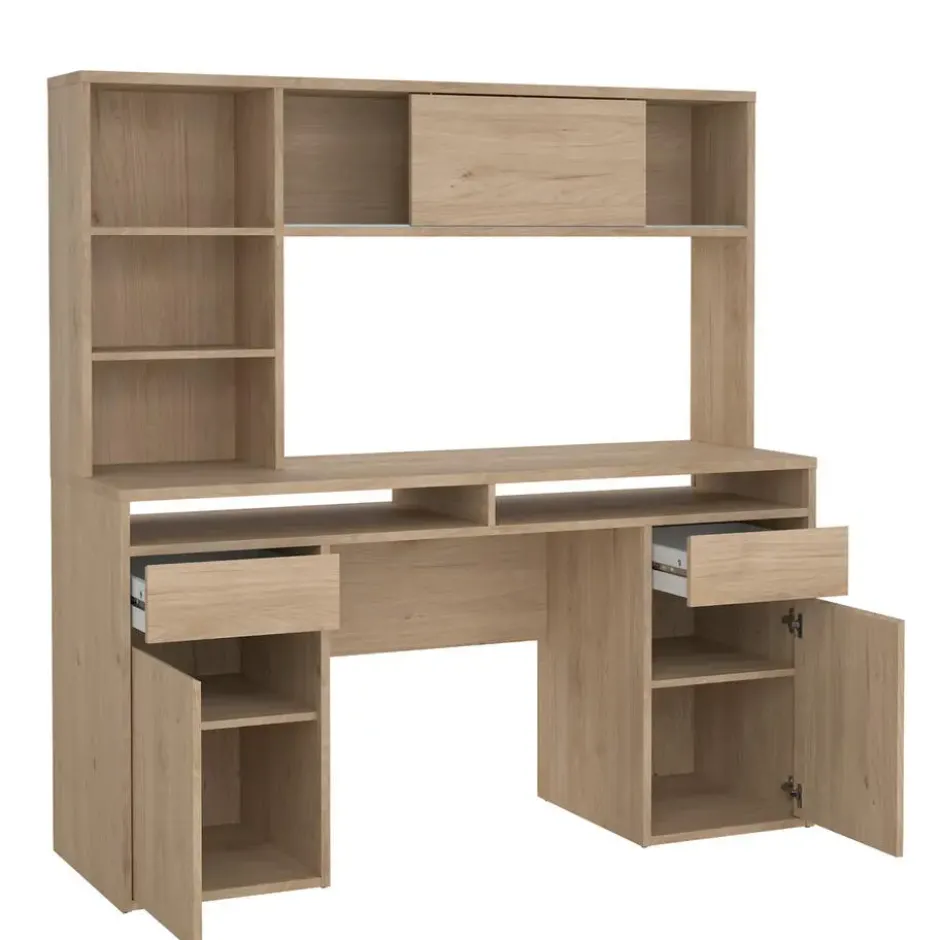 Kantoorbureau Naturel - 149x48x156cm - Function Plus