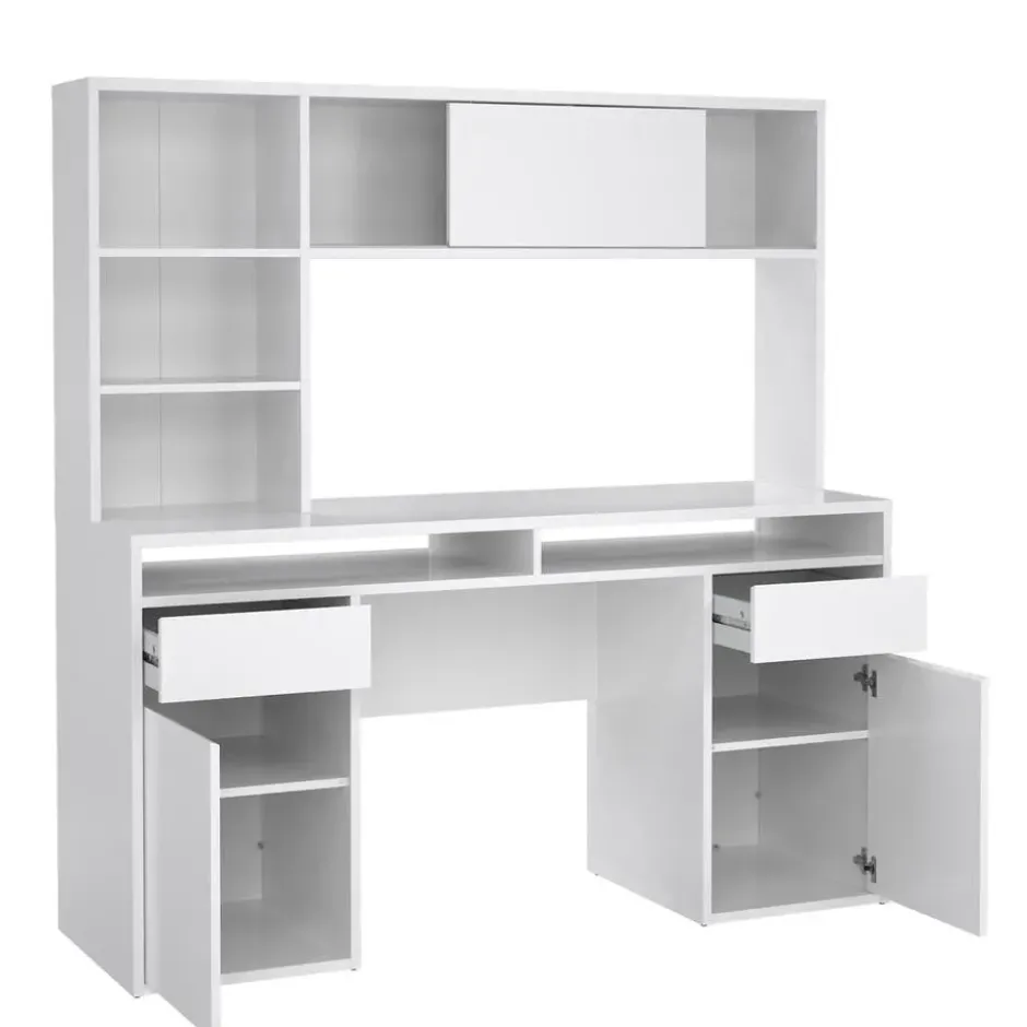 Kantoorbureau Wit Hoogglans - 149x48x156cm - Function Plus