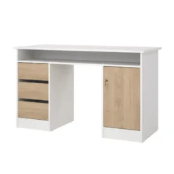 Kantoorbureau Wit/Naturel - 126x55x76cm - Function Plus