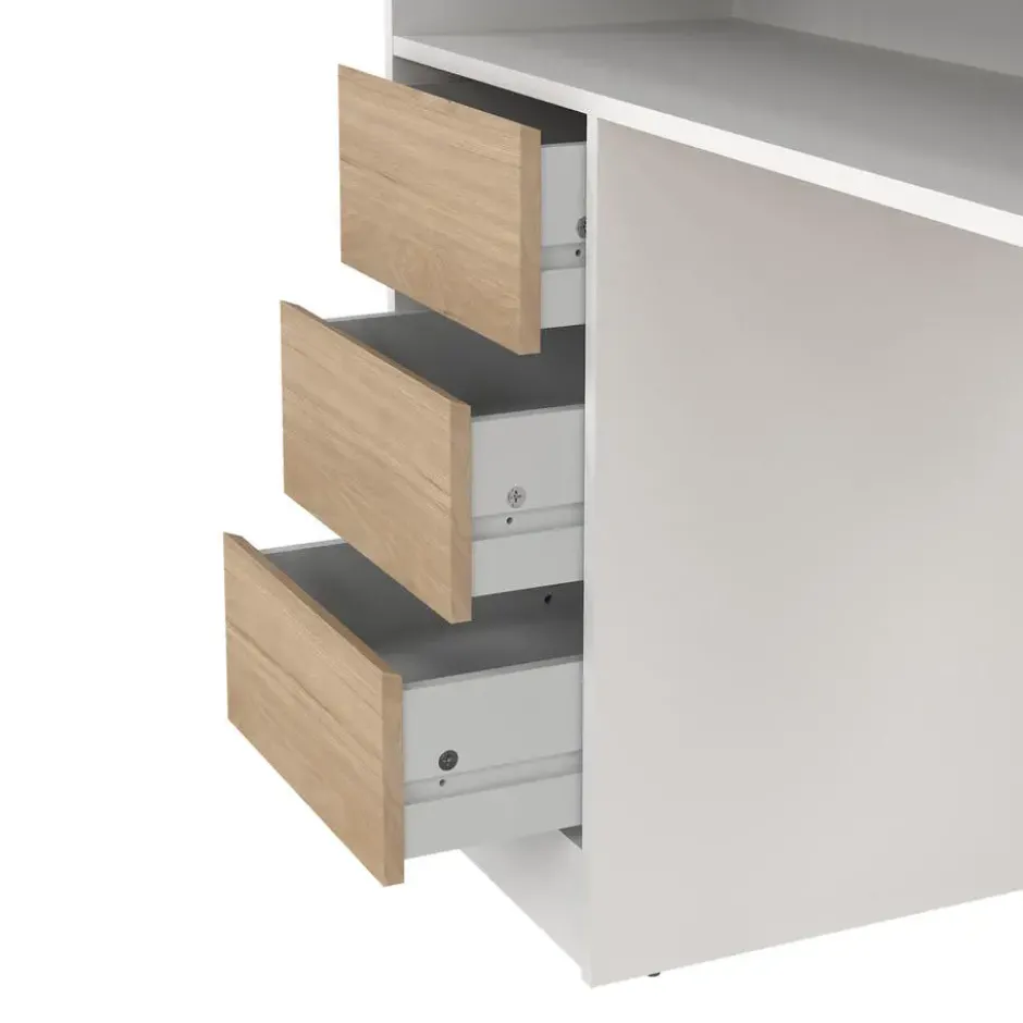 Kantoorbureau Wit/Naturel - 126x55x76cm - Function Plus