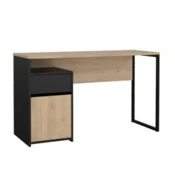 Kantoorbureau Zwart/Naturel - 130x52x77cm - Function Plus
