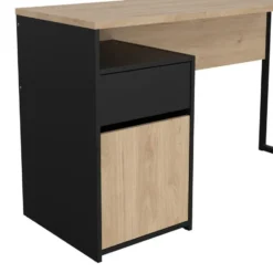 Kantoorbureau Zwart/Naturel - 130x52x77cm - Function Plus