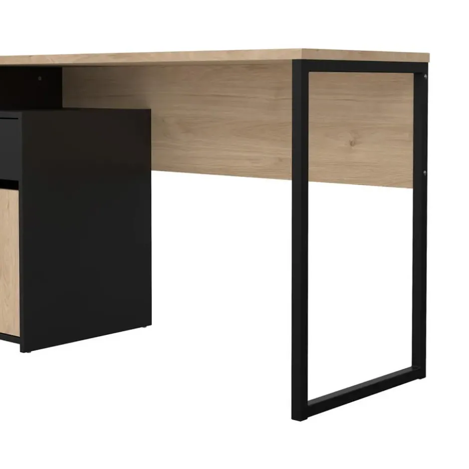 Kantoorbureau Zwart/Naturel - 130x52x77cm - Function Plus