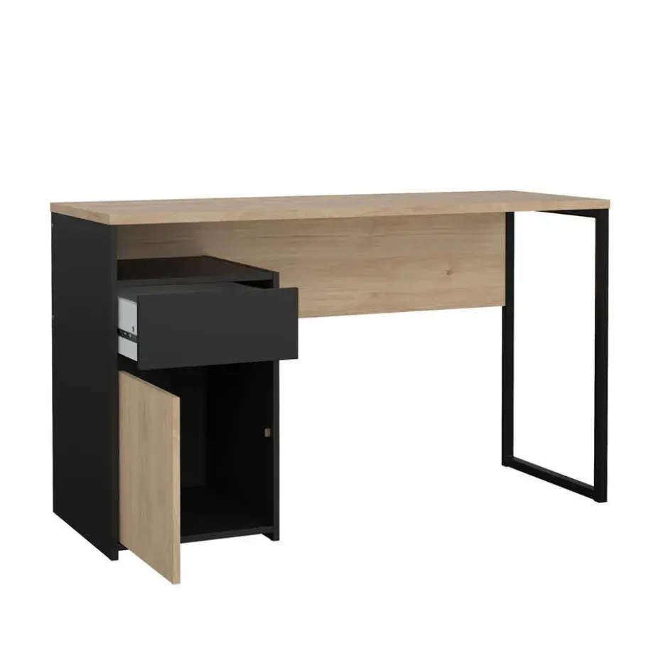 Kantoorbureau Zwart/Naturel - 130x52x77cm - Function Plus