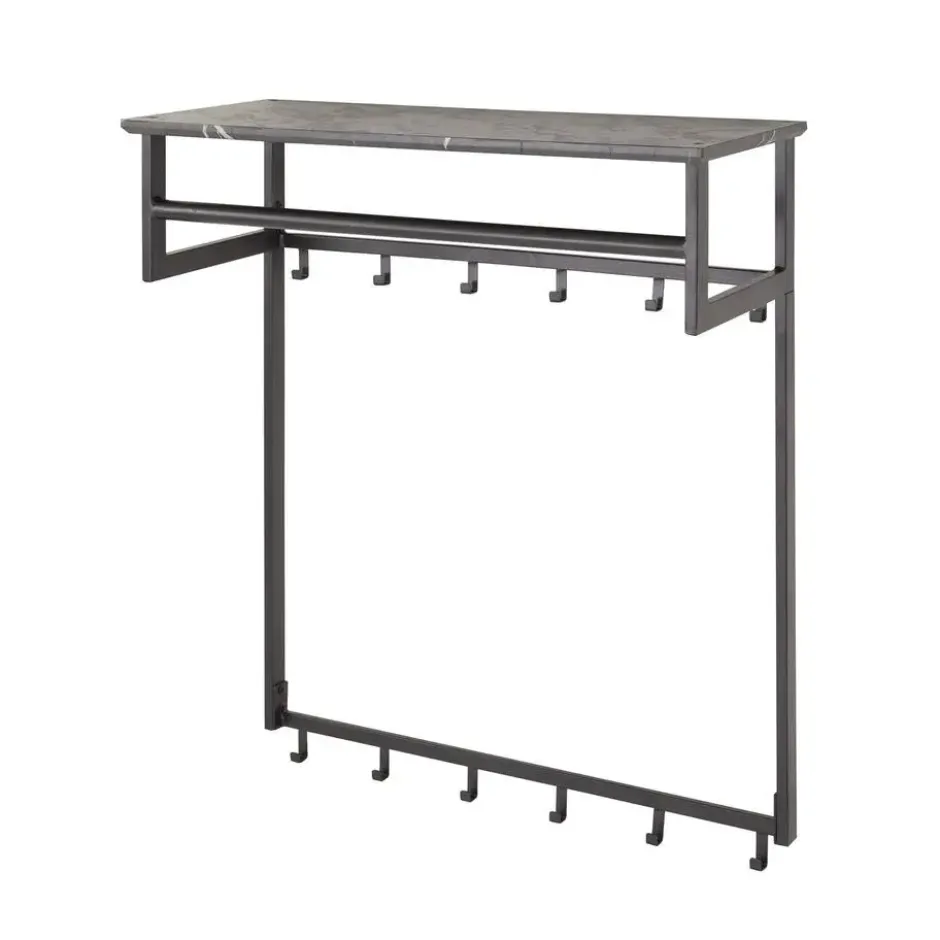 Kapstok - Zwart Metaal - 80x30x24cm - 12-Haken - Roede