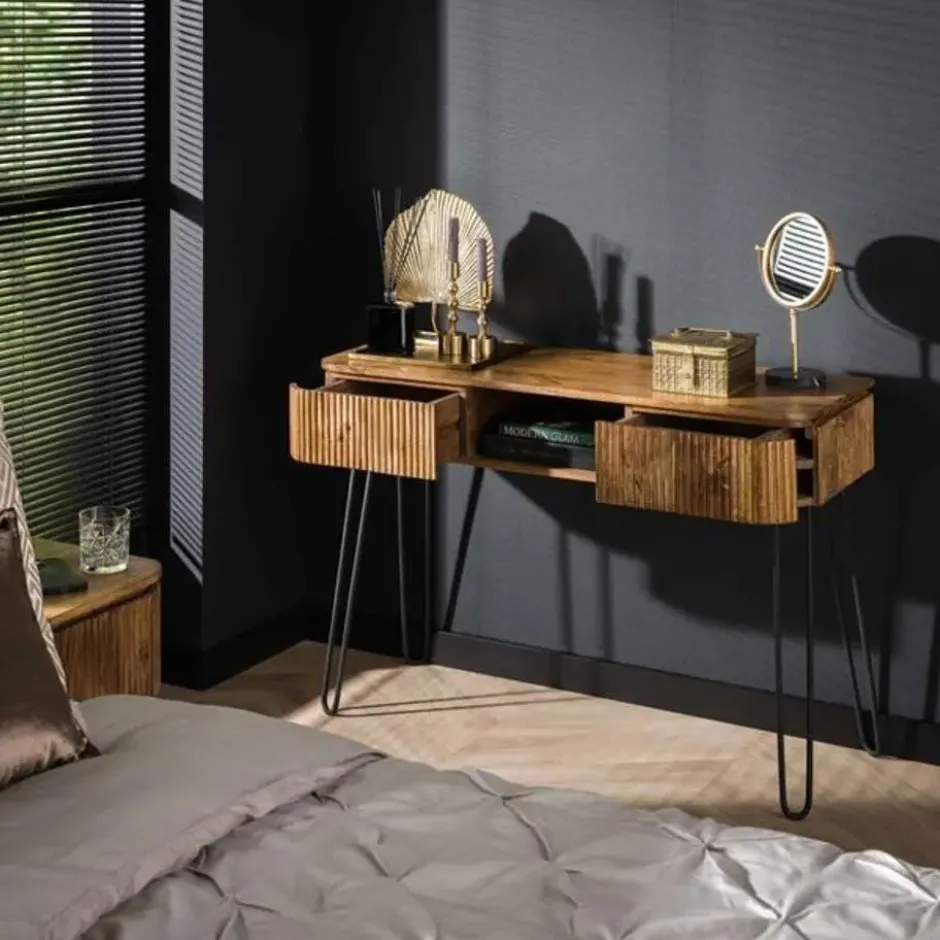 Kaptafel Rechthoek 110cm -Massief Mangohout - 2 Lades