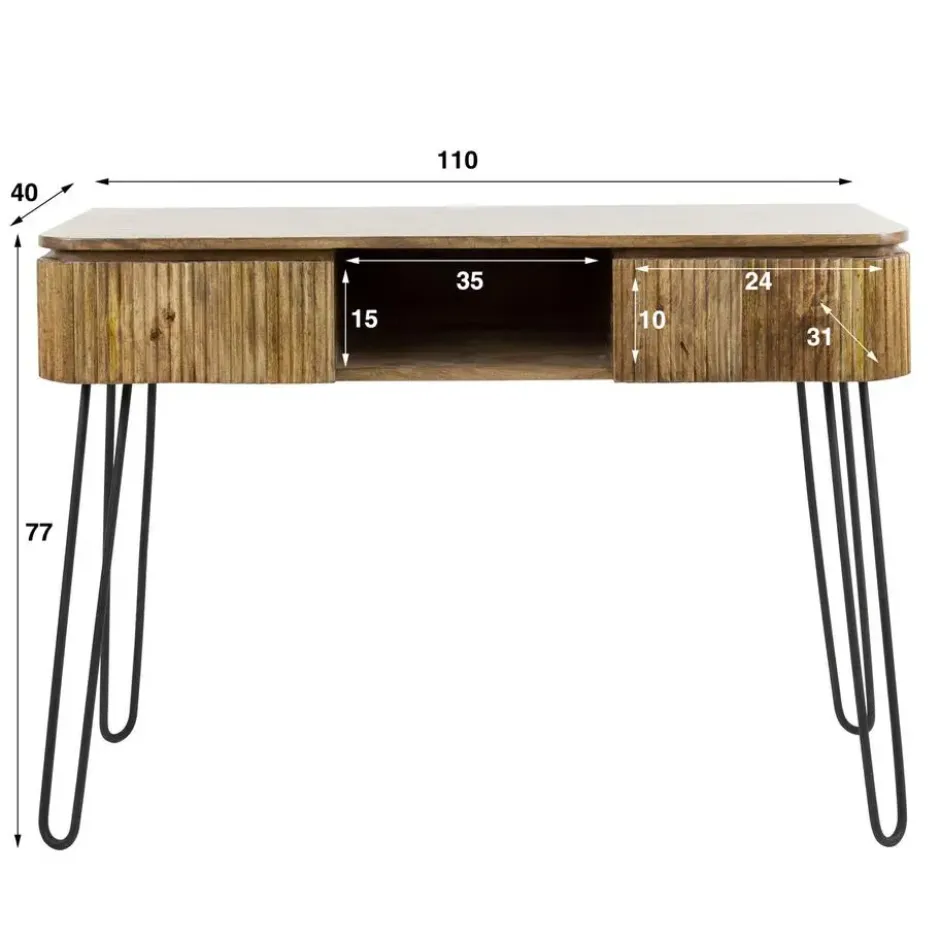 Kaptafel Rechthoek 110cm -Massief Mangohout - 2 Lades