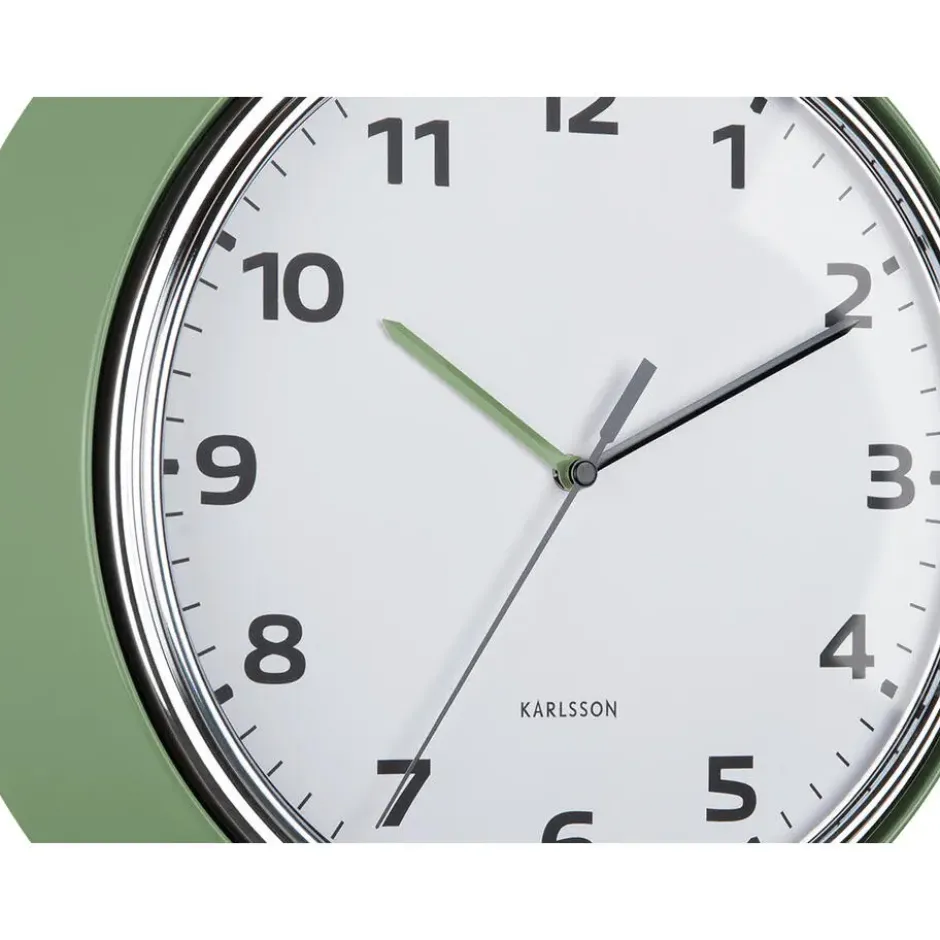 Karlsson - Wandklok Modern Retro - Jungle groen- Ø34cm