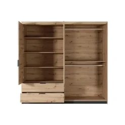 Kast ARIADA - 220 cmx60 cmx210.4 cm - Zwart Natuurlijk licht Hout paneel