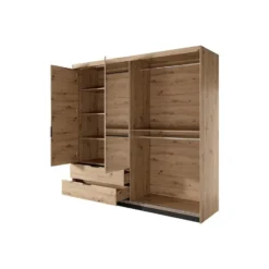 Kast ARIADA - 220 cmx60 cmx210.4 cm - Zwart Natuurlijk licht Hout paneel