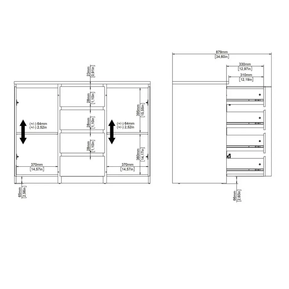 Kast Naia - hoogglans wit - 90,7x120,6x50 cm