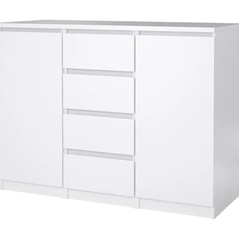 Kast Naia - hoogglans wit - 90,7x120,6x50 cm