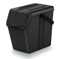 Keden Sorteer afvalbak/emmer - zwart - 25L - 24 x 40 x 37 cm