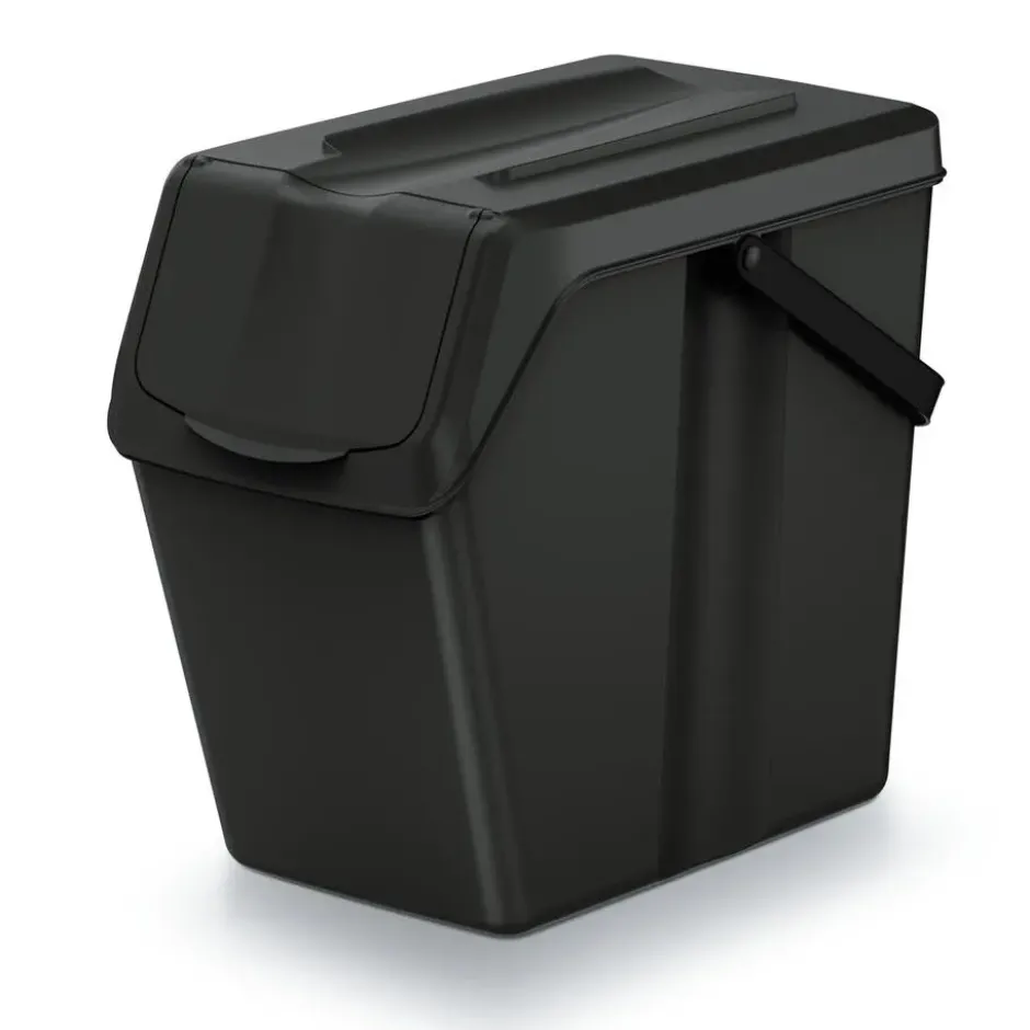 Keden Sorteer afvalbak/emmer - zwart - 25L - 24 x 40 x 37 cm