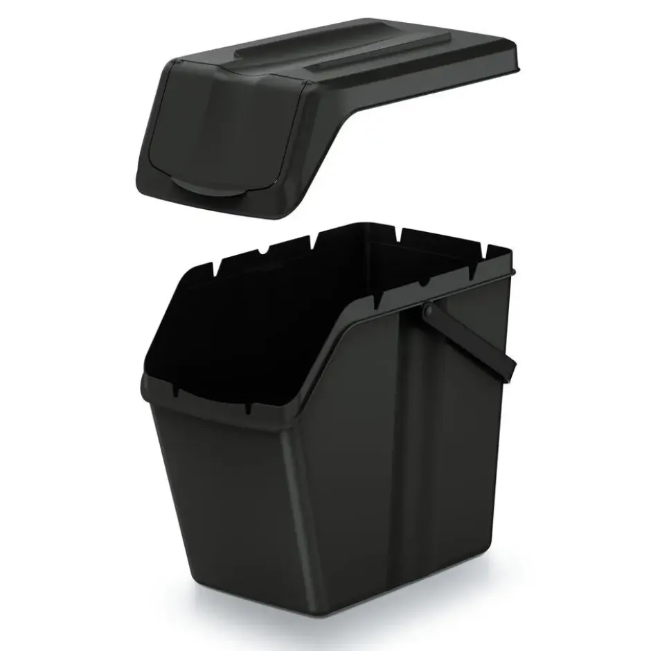 Keden Sorteer afvalbak/emmer - zwart - 25L - 24 x 40 x 37 cm
