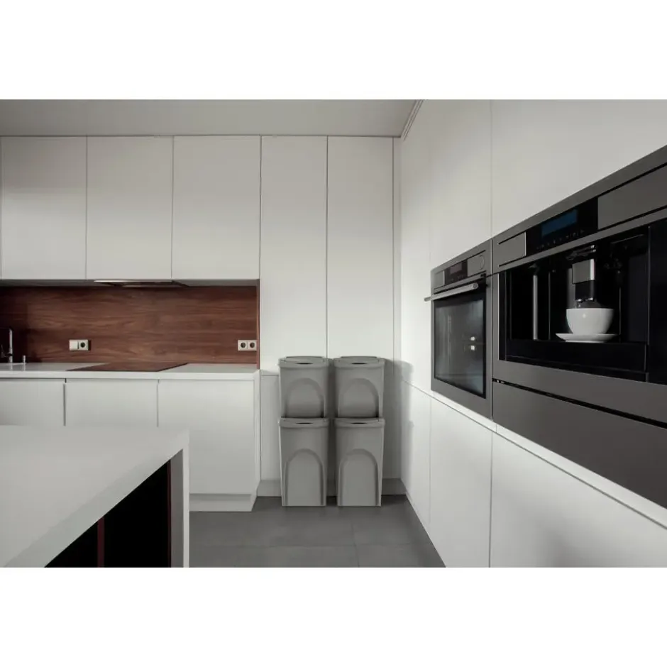 Keden Sorteer afvalbak/emmer - zwart - 25L - 24 x 40 x 37 cm
