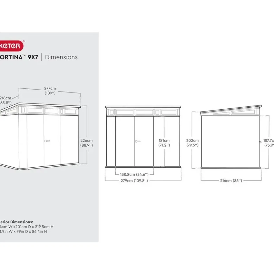 Keter Cortina 97 Tuinhuis - 277x218x226cm - Grijs