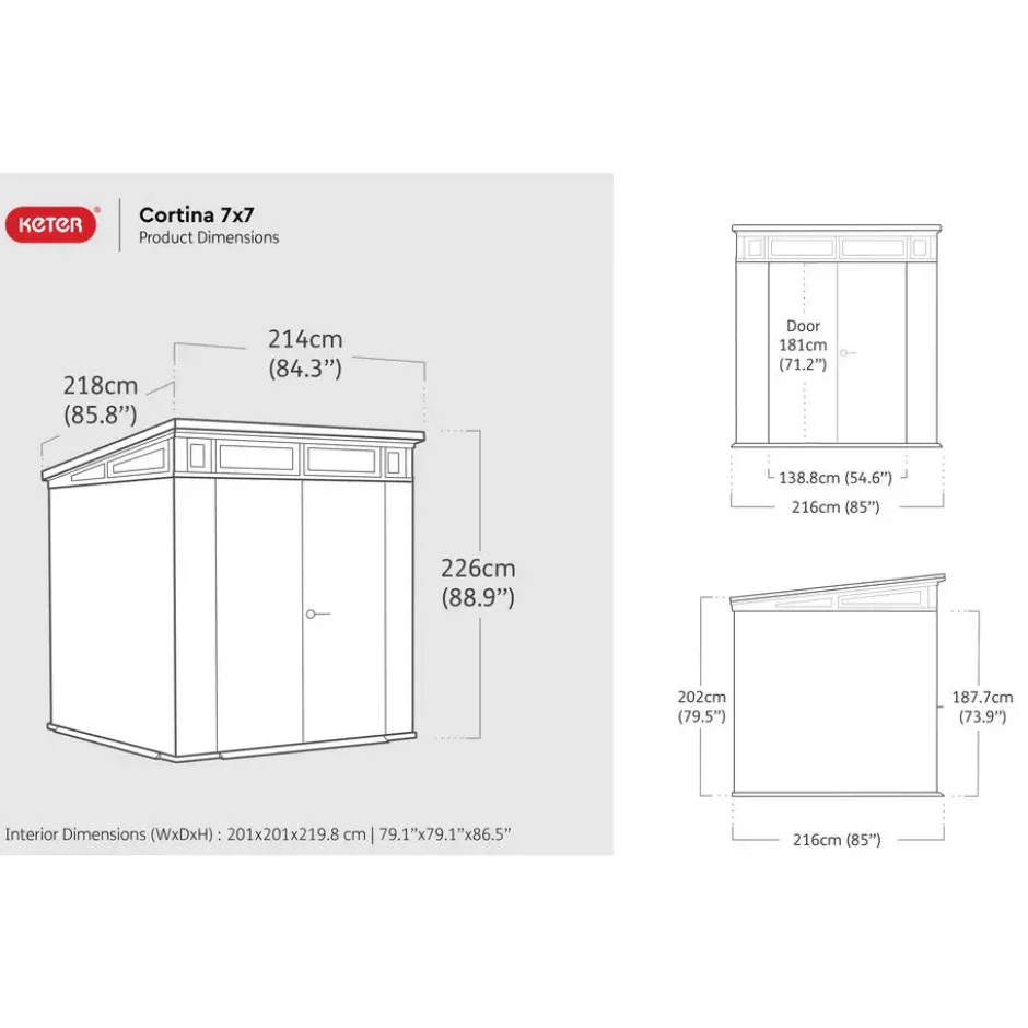 Keter Cortina 77 Tuinhuis - 214x218x226 cm – Grijs