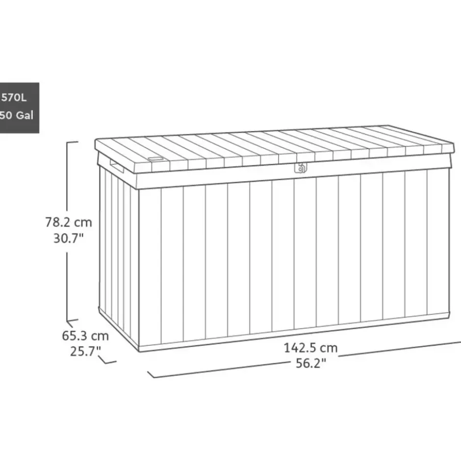 Keter Darwin Opbergbox - 570L - 142.5x65.5x78.2cm - Grijs