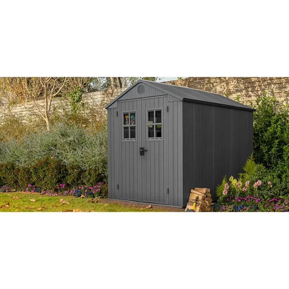 Keter Darwin 68 Tuinhuis - dubbele deuren + ramen - 190x244x221 cm - Grijs