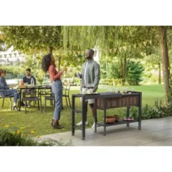 Keter Hosting Partytafel met Koelbox - 112 x 43 x 90 cm – Antraciet/Bruin