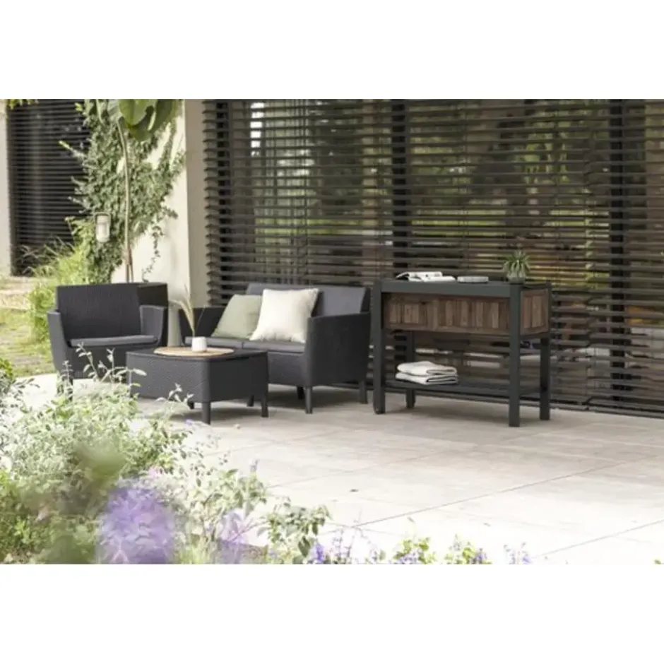 Keter Hosting Partytafel met Koelbox - 112 x 43 x 90 cm – Antraciet/Bruin