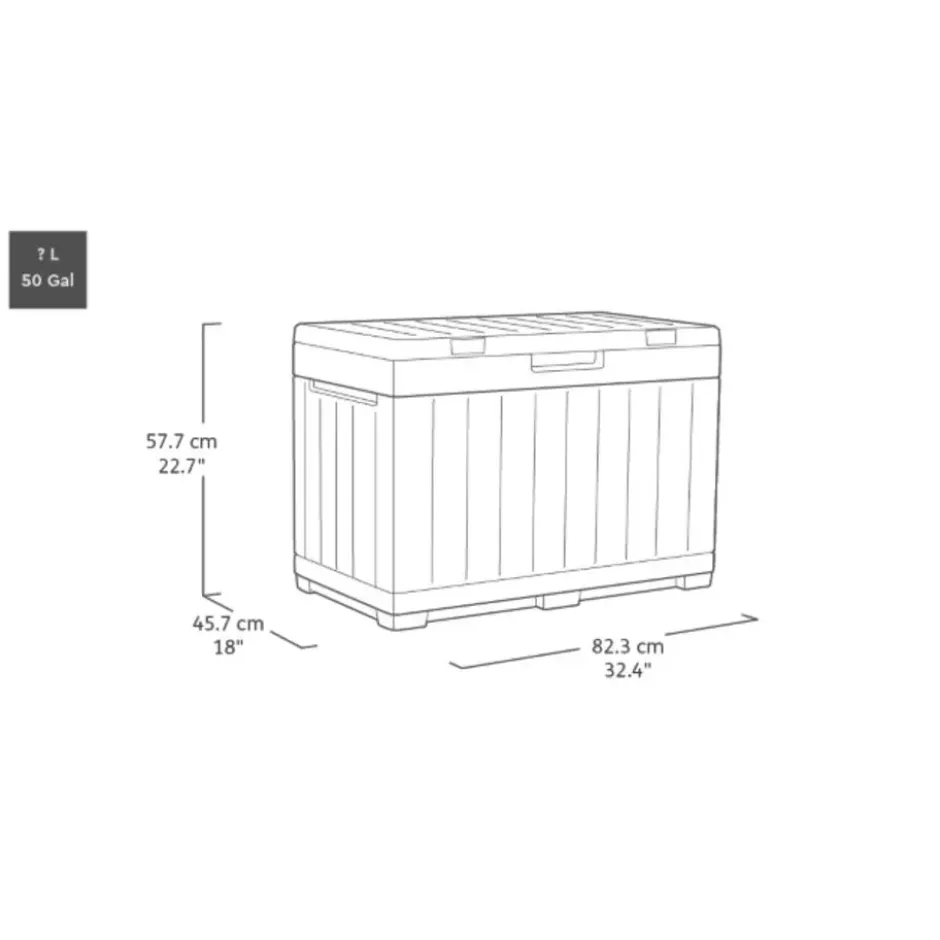 Keter Kentwood Opbergbox 190L - 82,3x45,7x57,7cm - Antraciet