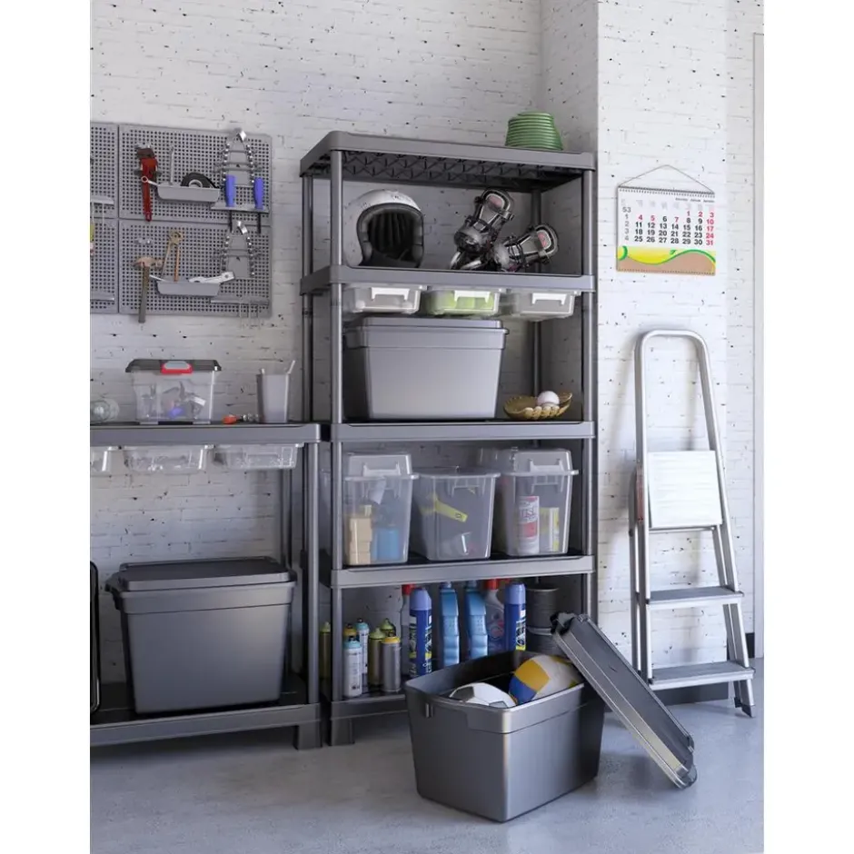 Keter Kunststof Stellingkast Tribac - Opbergrek - 90x45x182cm - zwart