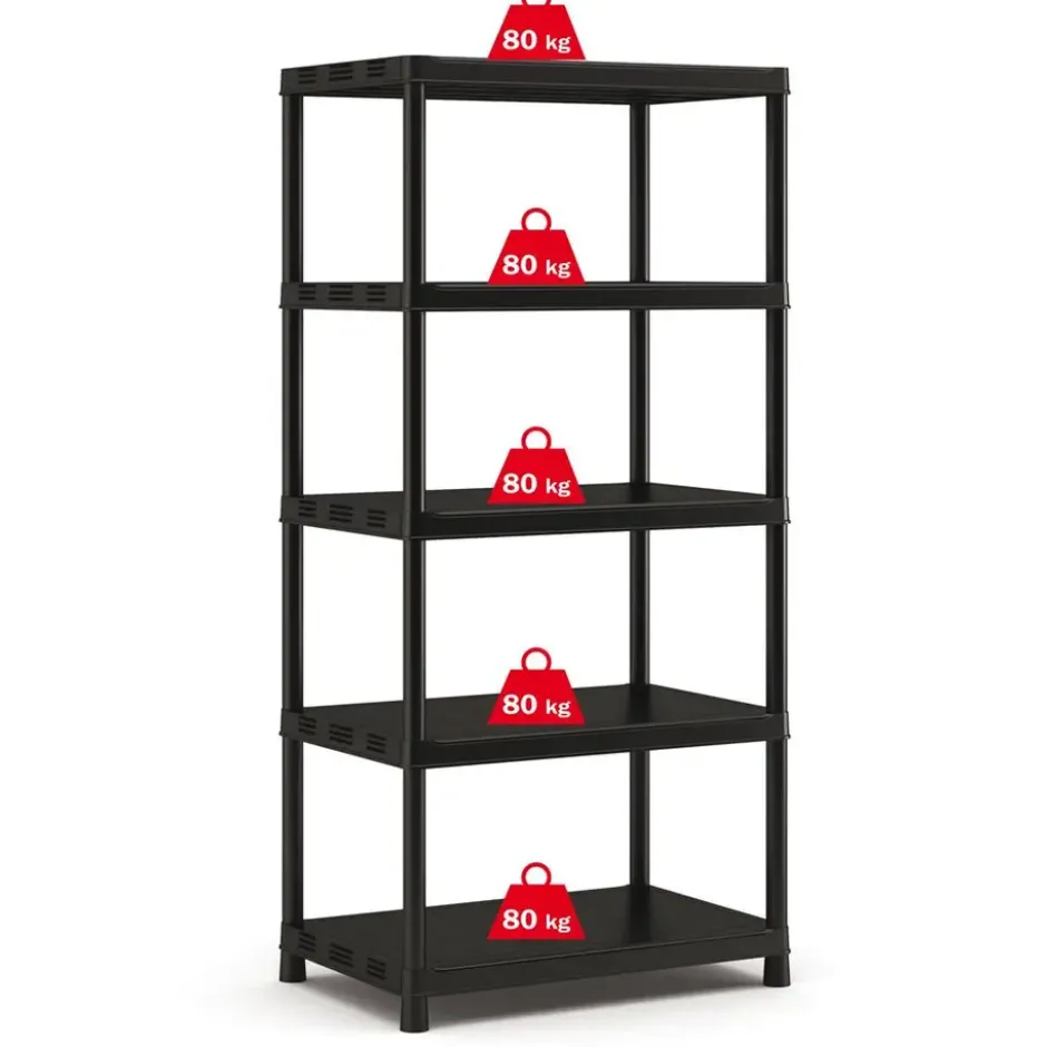 Keter Kunststof Stellingkast extra breed - 90x60x187cm - zwart