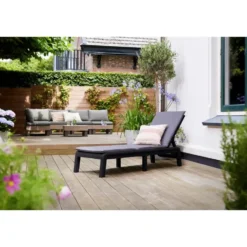 Keter Mallorca Ligbed - inclusief kussen - 187.5x58x29cm - Antraciet