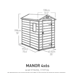 Keter Manor 46 Tuinhuis - 130x192x198 cm - Antraciet