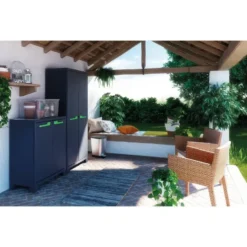 Keter Moby lage kast - 2 planken - 80x44x100 cm - Antraciet
