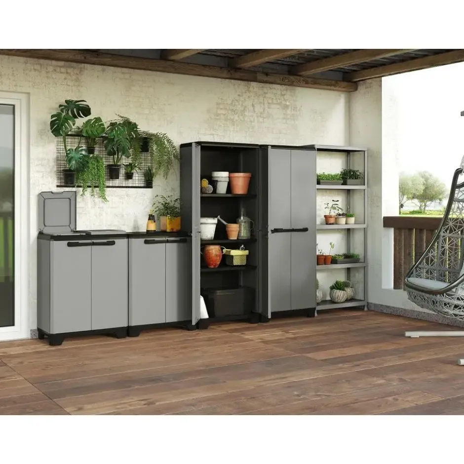 Keter Planet Lage Opbergkast - 68x39x90cm - Grijs/Zwart