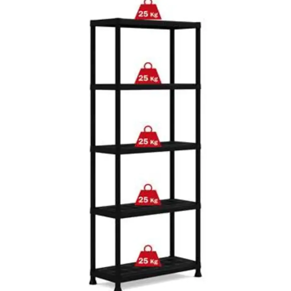 Keter Plus shelf 75/5 - 5 Planken - 75x32x176 cm - Zwart