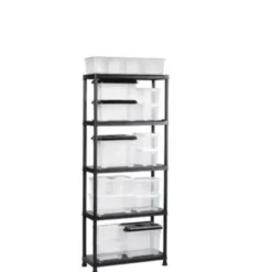 Keter Plus shelf 75/5 - 5 Planken - 75x32x176 cm - Zwart