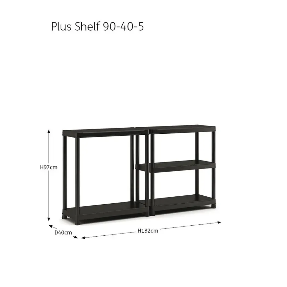 Keter Plus Shelf 90/5 - 5 Planken - 90x40x182cm - Zwart