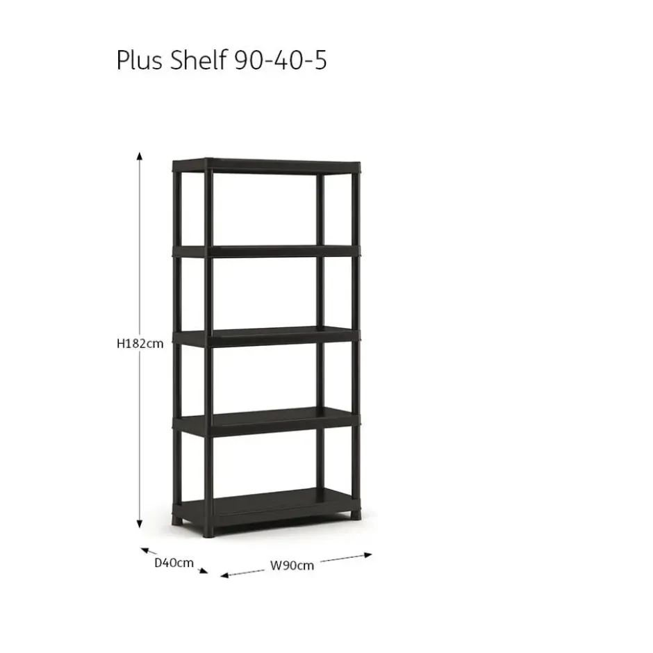 Keter Plus Shelf 90/5 - 5 Planken - 90x40x182cm - Zwart