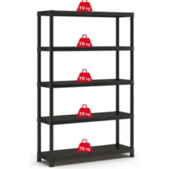 Keter Plus Stellingrek 120/5 - 5 Planken - 120x40x187 cm - zwart