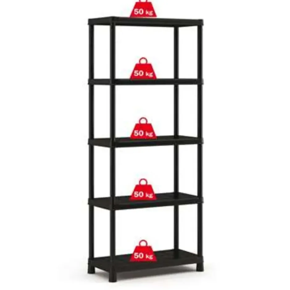 Keter Plus Stellingrek 80/5 - 5 Planken - 80x40x187 cm - zwart