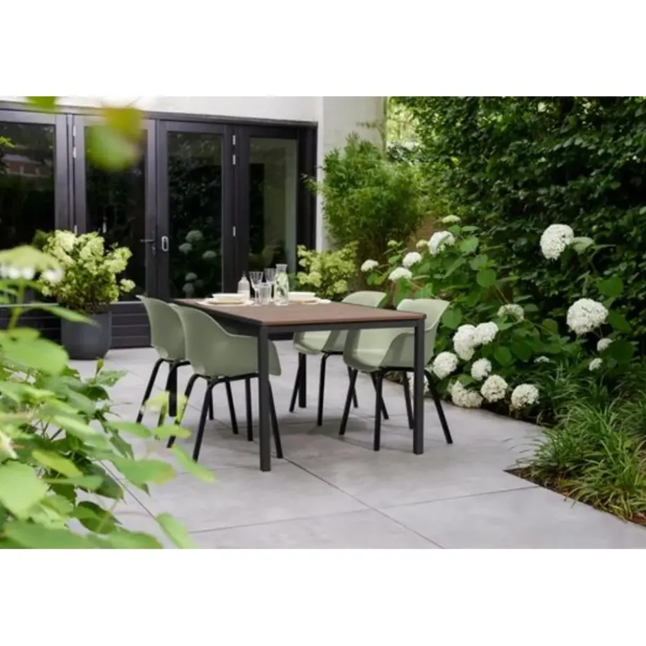 Keter Porto Diningset - Signature Porto Tafel en 4 Noa Tuinstoelen - Ashwood/Vin
